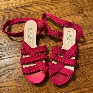 Vintage hot pink satin Miss Maud by Maude Frizon Made in France sandals